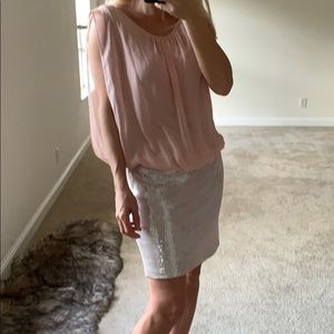 *NWOT* Aqua dress size 6 pale pink and silver
